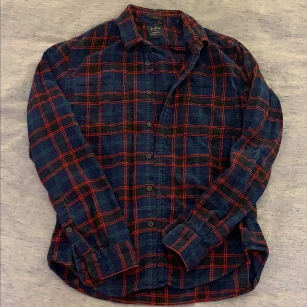 J Crew Blue Red Flannel  Size M